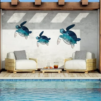 Ocean Theme Sea Turtle Metal Art Wall Decoration (3PCS/Set)