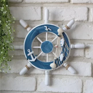 Nautical Wooden Ship Steering Wheel Wall Art Hanging Ornament Home Decor