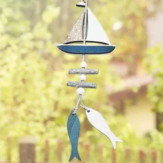 Marine Style Wooden Pendant Small Fish Boat Wind Crafts Home Decor