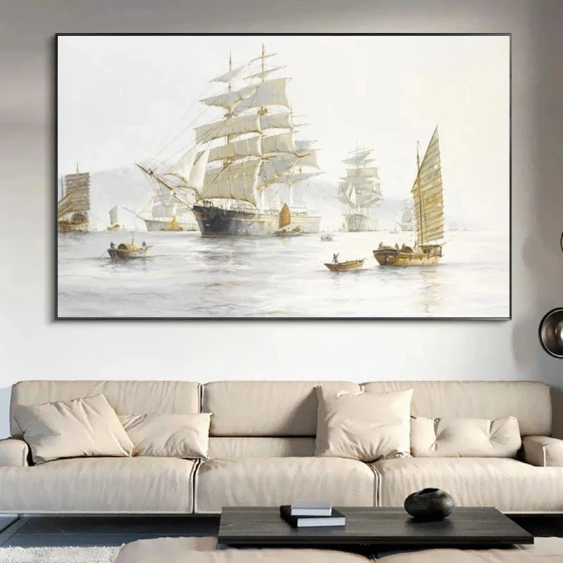 Seascape Ship Sailing In The Wave Canvas Painting Wall Art Posters (4PCS/Set) - Image 2