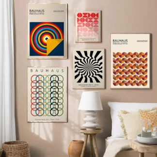 Modernist Bauhaus Geometric Canvas Living Room Wall Art Posters (4PCS/Set)