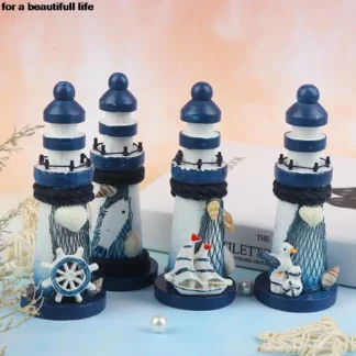 1PC Small Lighthouse Sea Miniature Statue Ornaments Decoration