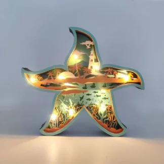 New Creative Wooden Crafts Starfish Lighting Marine Wood Ornaments Home Accessories
