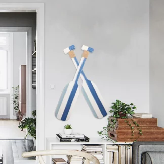 Retro Wooden Oar Wall Decor Nautical Wood Beach Paddle Hanging Ornament (2PCS/Set)