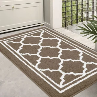 Lattice Brown Non-Slip Absorbent Resist Dirt Entrance Door Mat