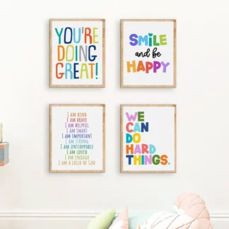 Brilliant Positive Inspirational Quotes Education Wall Art Canvas Painting (4PCS/Set)