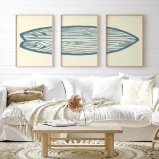 Retro Boho Surfboard Beach Art Sea Poster Canvas Paintings Wall Decor (3PCS/Set)