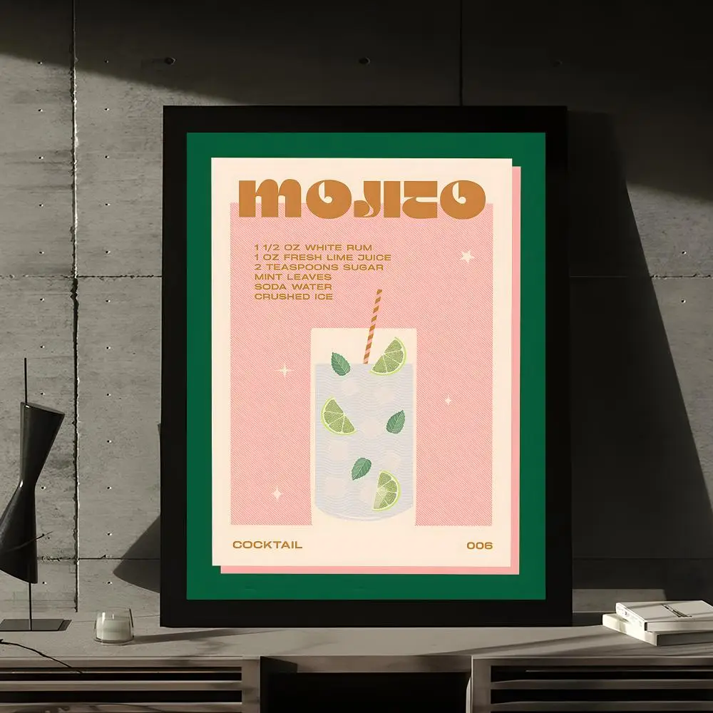 Retro and Nostalgic Colorful Cocktail Drinks Wall Painting Decor (3PCS/Set) - Image 9