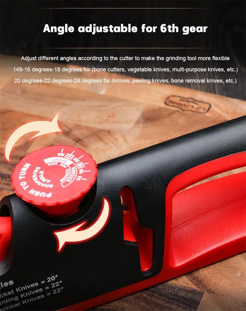 Black/Red Stainless Steel Kitchen Facilitative Sharpener Professional Tool - Image 4