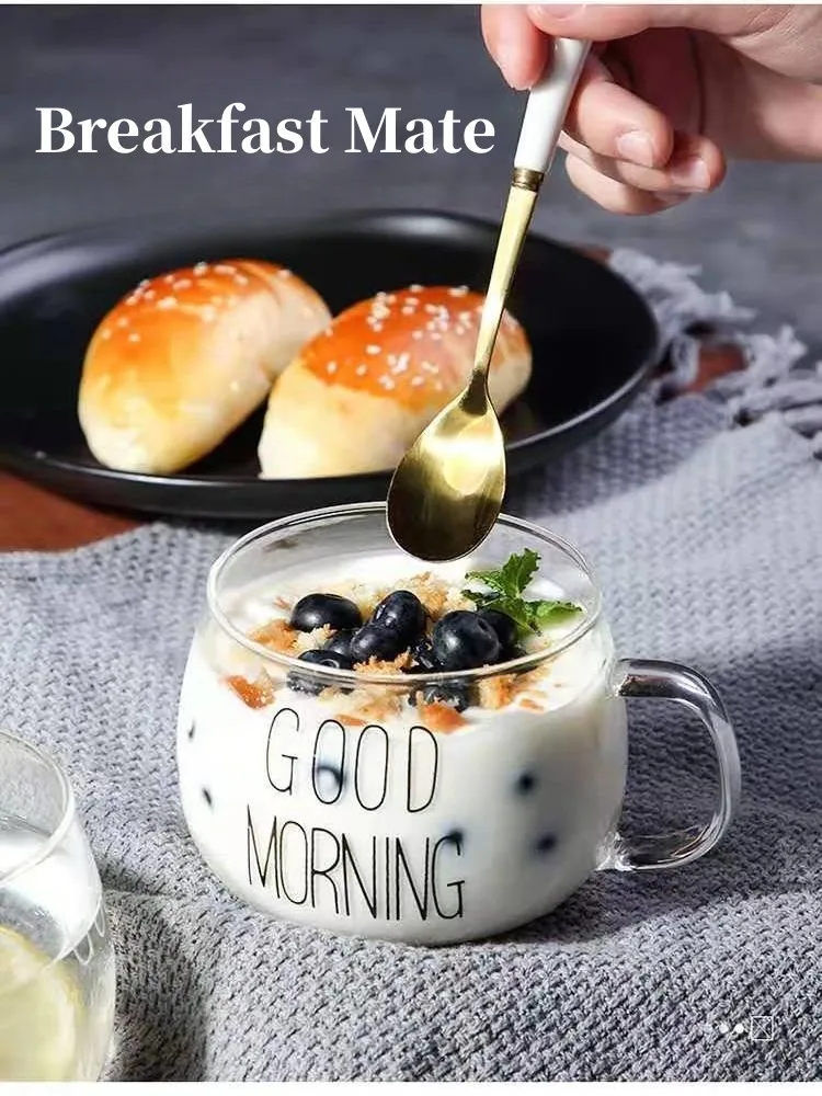 350ml Letter Printed Transparent Creative Glass Coffee Tea Cup - Image 4