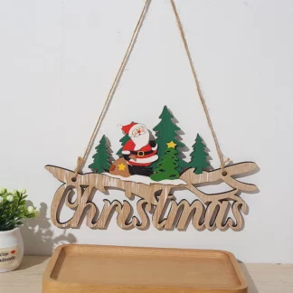 Wooden Letter Santa Claus Sign Door Hanging Christmas Decorations