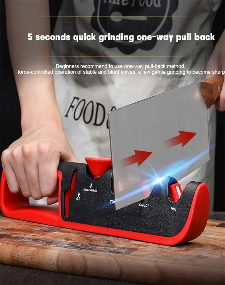Black/Red Stainless Steel Kitchen Facilitative Sharpener Professional Tool - Image 8