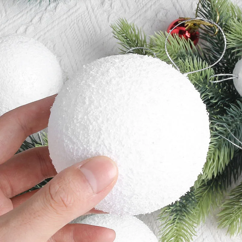 18PCS Christmas White Foam Snowballs Ornaments for Xmas Decoration - Image 5