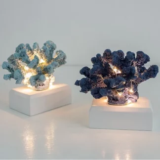 Dark Blue Coral Figurines Sculpture LED Glow Home Decor