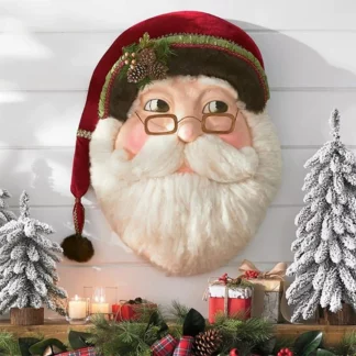 Cute Kindly Wooden Santa Claus Door Sign Christmas Decorations