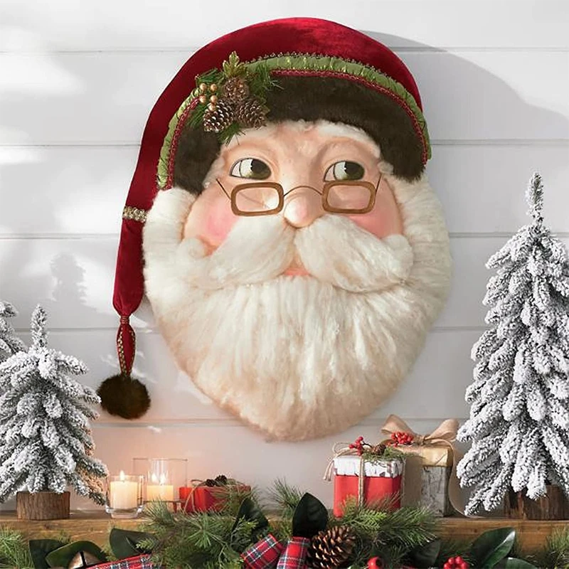 Cute Kindly Wooden Santa Claus Door Sign Christmas Decorations