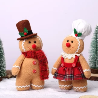 2 Cute Wool Gingerbreads Doll for Christmas Decoration