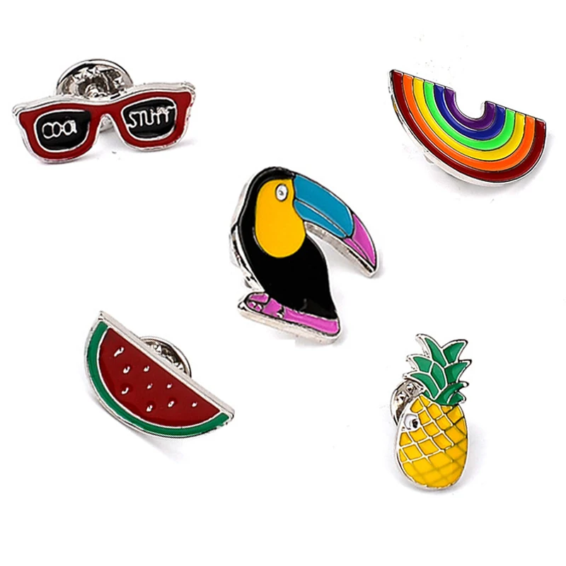 Cute Enamel Lapel Pin Set Cartoon Brooch Badges Accessories Supplies (5PCS/Set) - Image 5