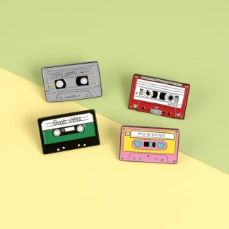 Nostalgic Old-school 90's Music Tape Enamel Badge Pins (4PCS/Set)