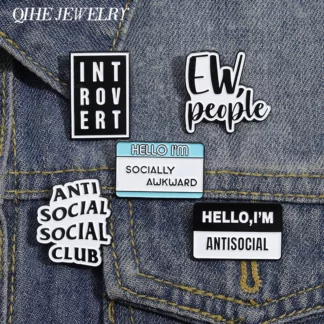 Anti Social Club Awkward Enamel Pin Brooch Lapel Badge (5PCS/Set)