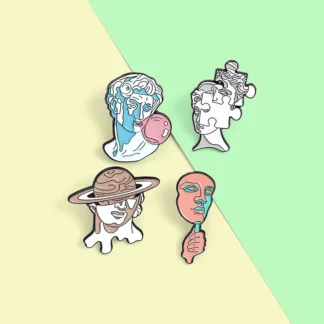 4 Styles Fun Art Sculpture Enamel Pins (4PCS/Set)