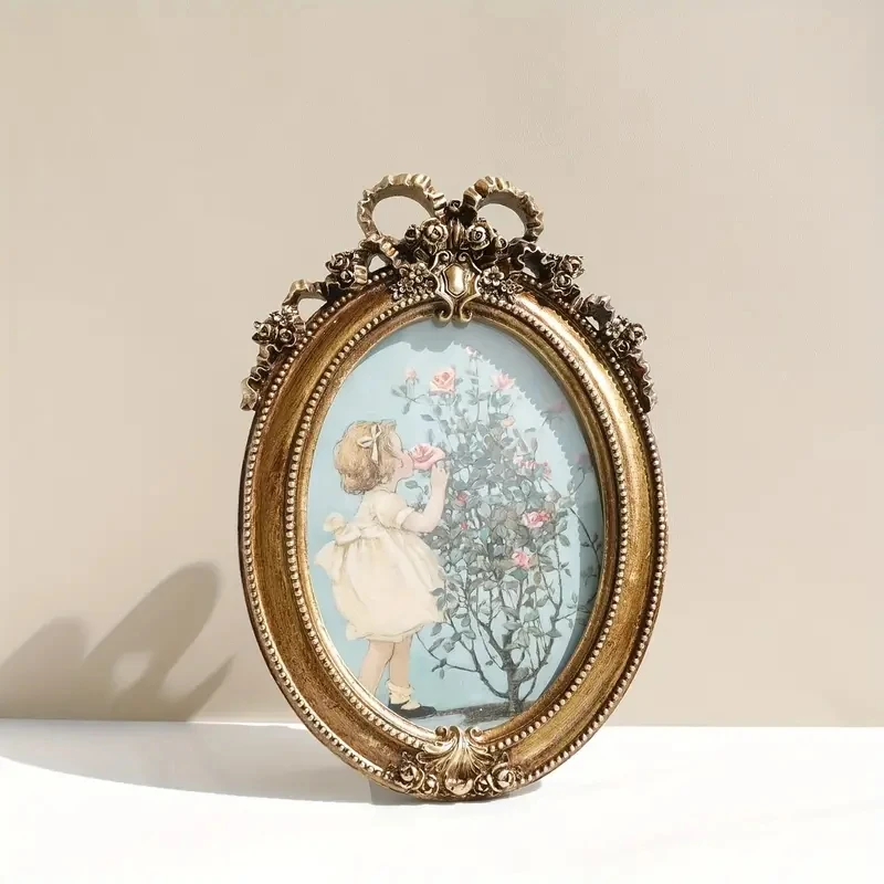 Rustic Vintage Bow Oval Resin Photo Frame