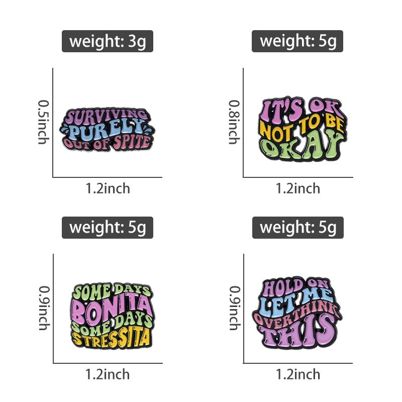 Colorful Quotes Saying Enamel Pins Brooches Lapel Badges (4PCS/Set) - Image 5