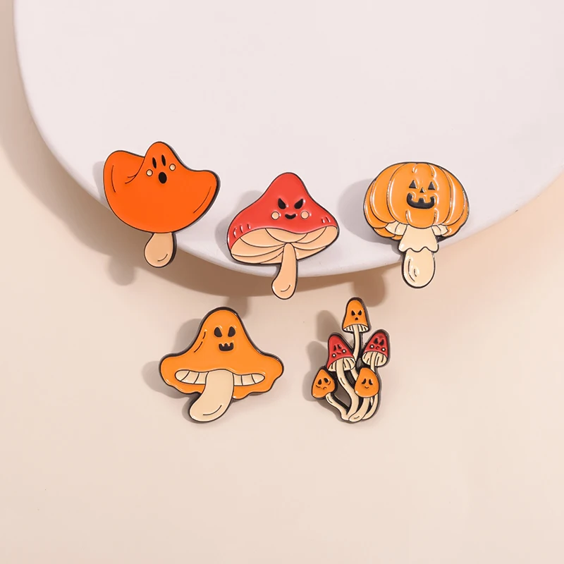 Halloween Evil Pumpkin Mushrooms Enamel Pins (5PCS/Set) - Image 2