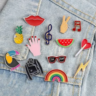 Cute Enamel Lapel Pin Set Cartoon Brooch Badges Accessories Supplies (5PCS/Set)