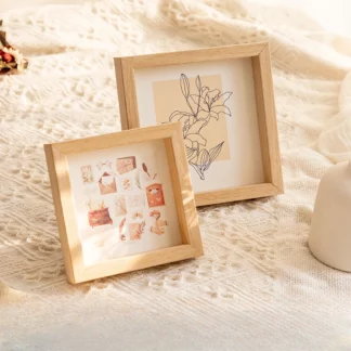 Minimalist Wood Square Photo Frame for Wall Hanging or Tabletop Display