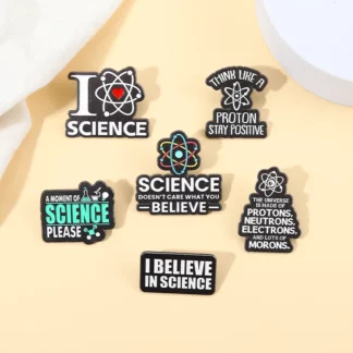 I Love  Science Slogans Enamel Pins Badge Brooch (6PCS/Set )