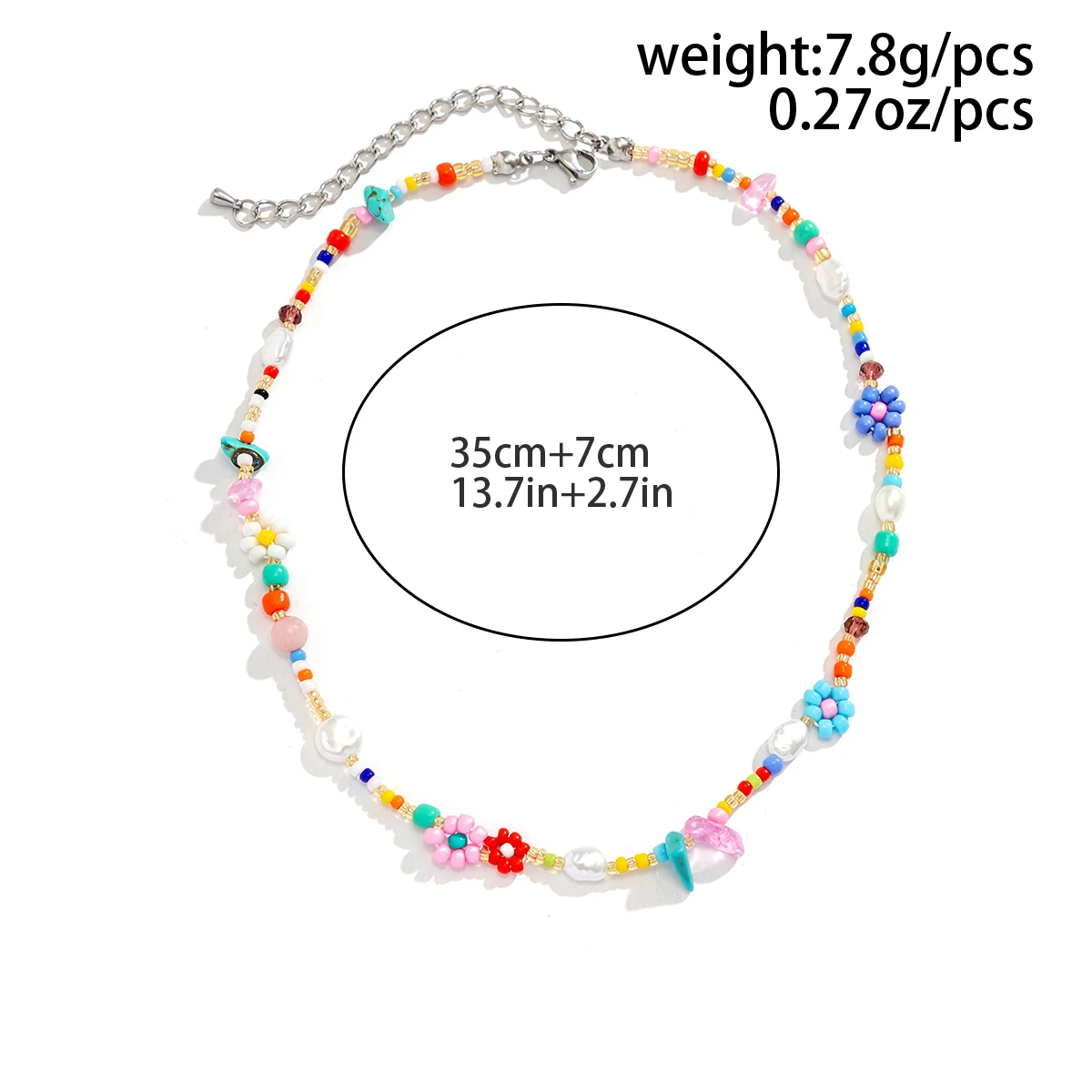 Y2K Style Multicolor Handwoven Flower Seed Beaded Choker Necklace - Image 5