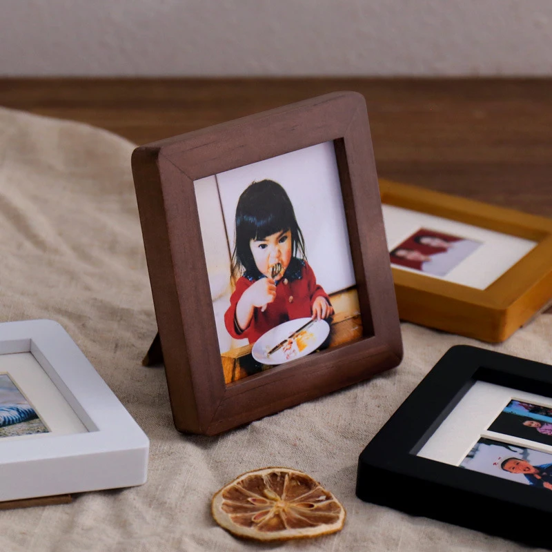 Mini Vintage Square Wooden Photo Frame Home Decor