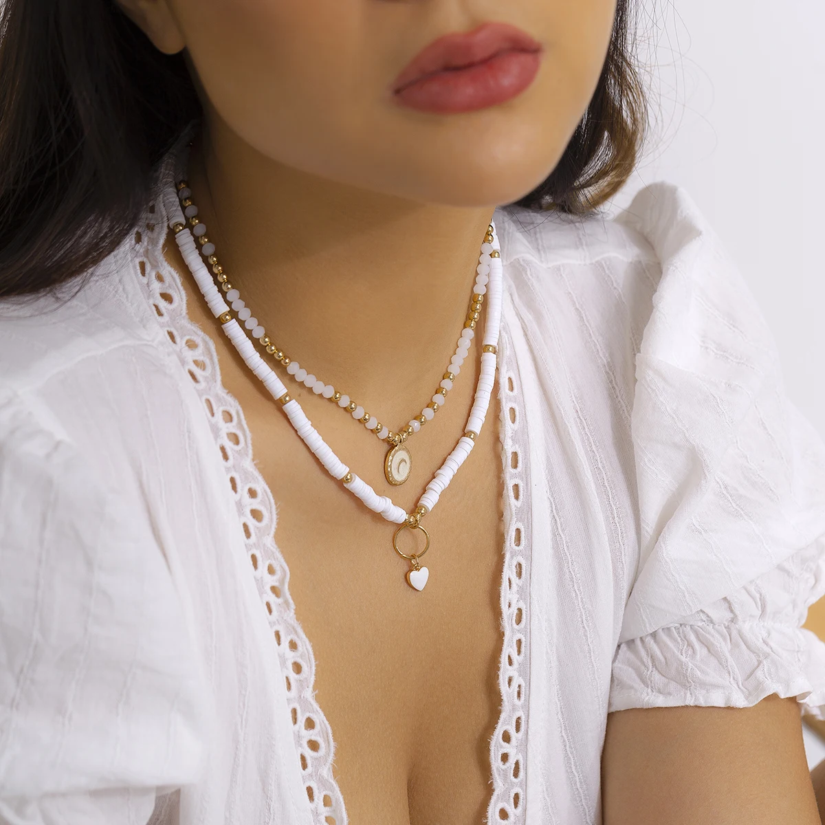 Bohemia Vintage Heart Pendant Crystal Beads Necklace Jewelry - Image 3