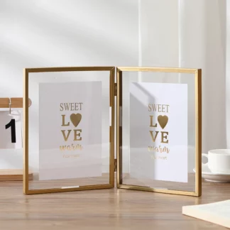 Foldable Gold Duplex Acrylic Transparent Photo Frame Home Decor
