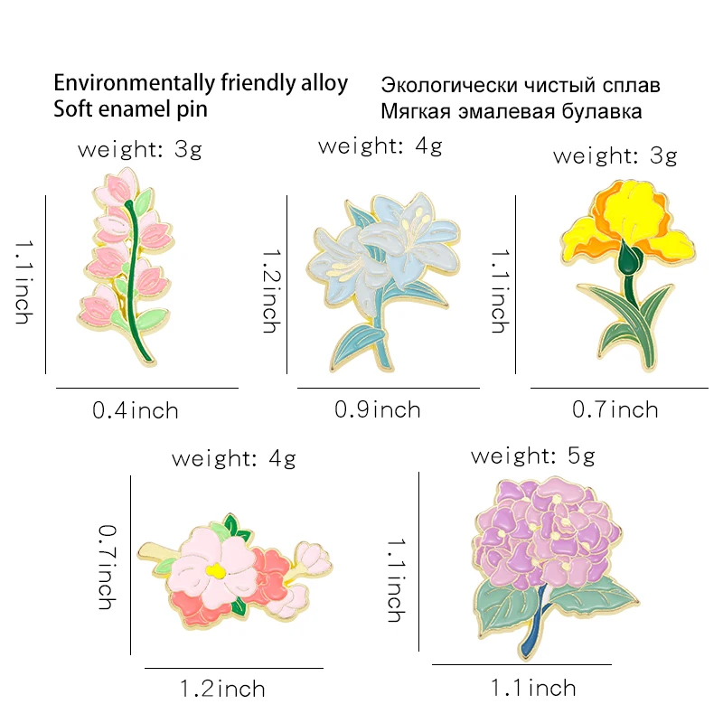 Colorful Blossom Flower Enamel Brooch Pin (5PCS/Set) - Image 5