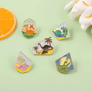 Cartoon Irregular Shape Dinosaur Pattern Enamel Pins (5PCS/Set)