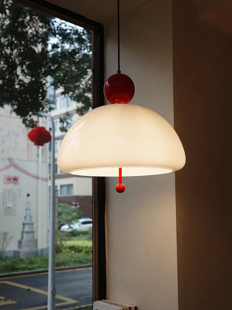 Retro Mid Century Milk Glass Pendant Light Cute Bell - Image 2