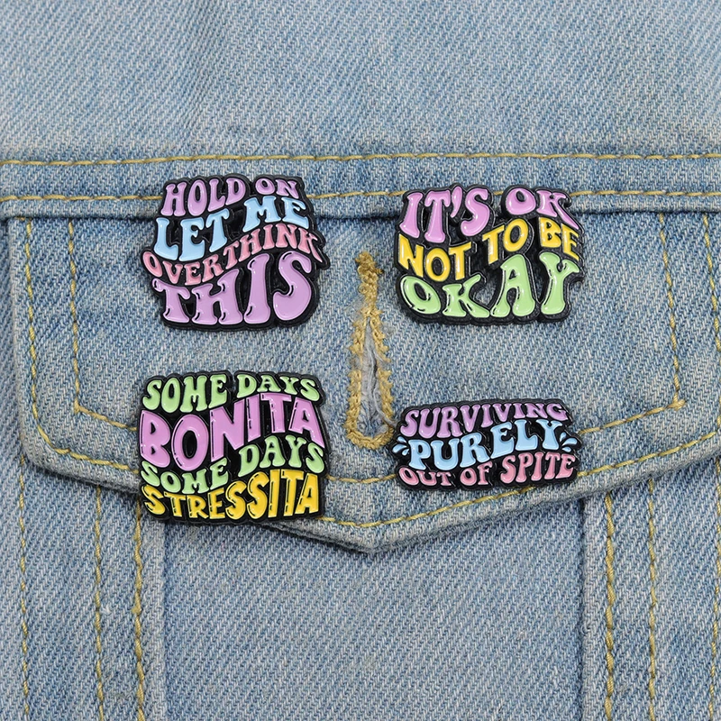 Colorful Quotes Saying Enamel Pins Brooches Lapel Badges (4PCS/Set)