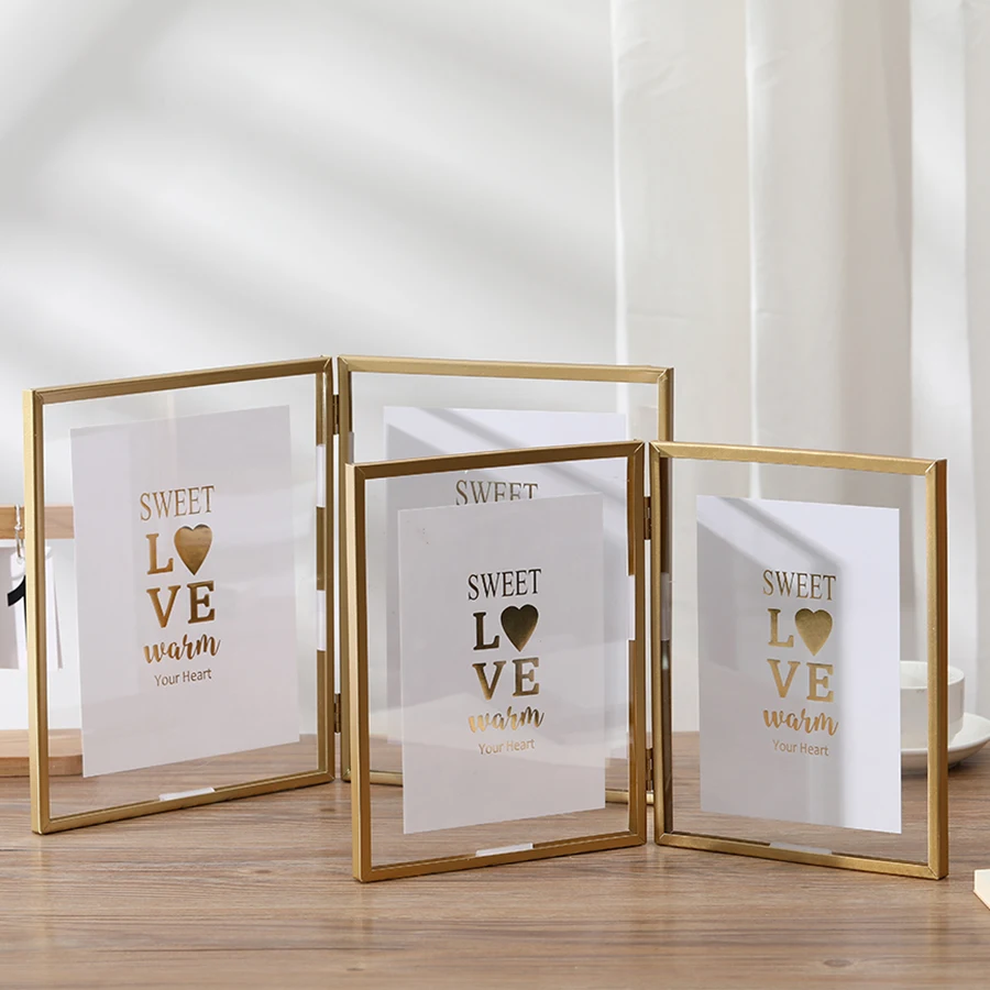 Foldable Gold Duplex Acrylic Transparent Photo Frame Home Decor - Image 3