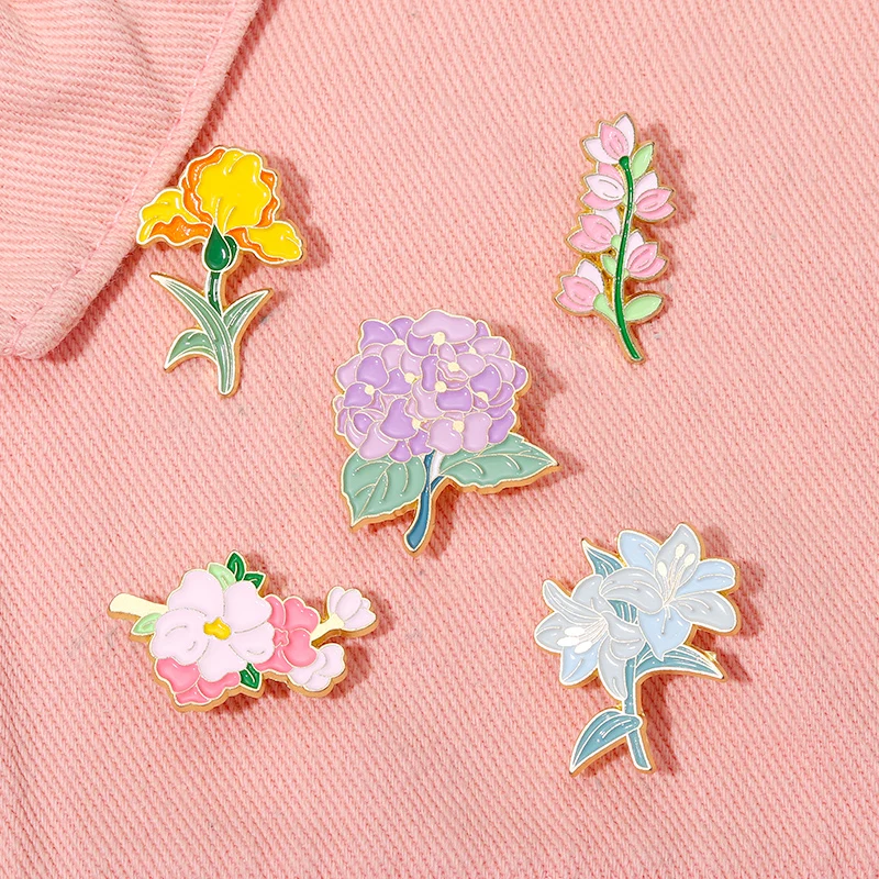 Colorful Blossom Flower Enamel Brooch Pin (5PCS/Set)