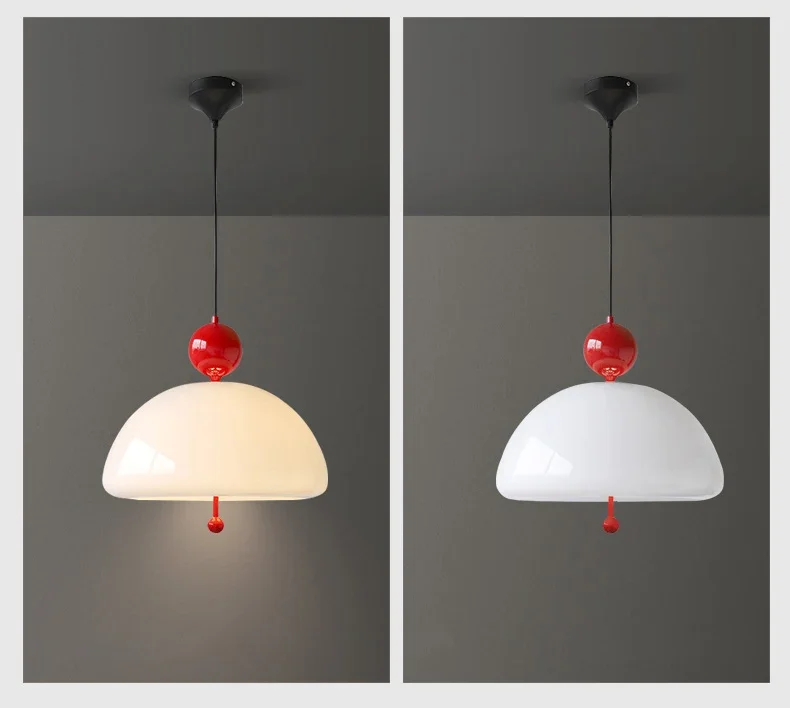 Retro Mid Century Milk Glass Pendant Light Cute Bell - Image 5