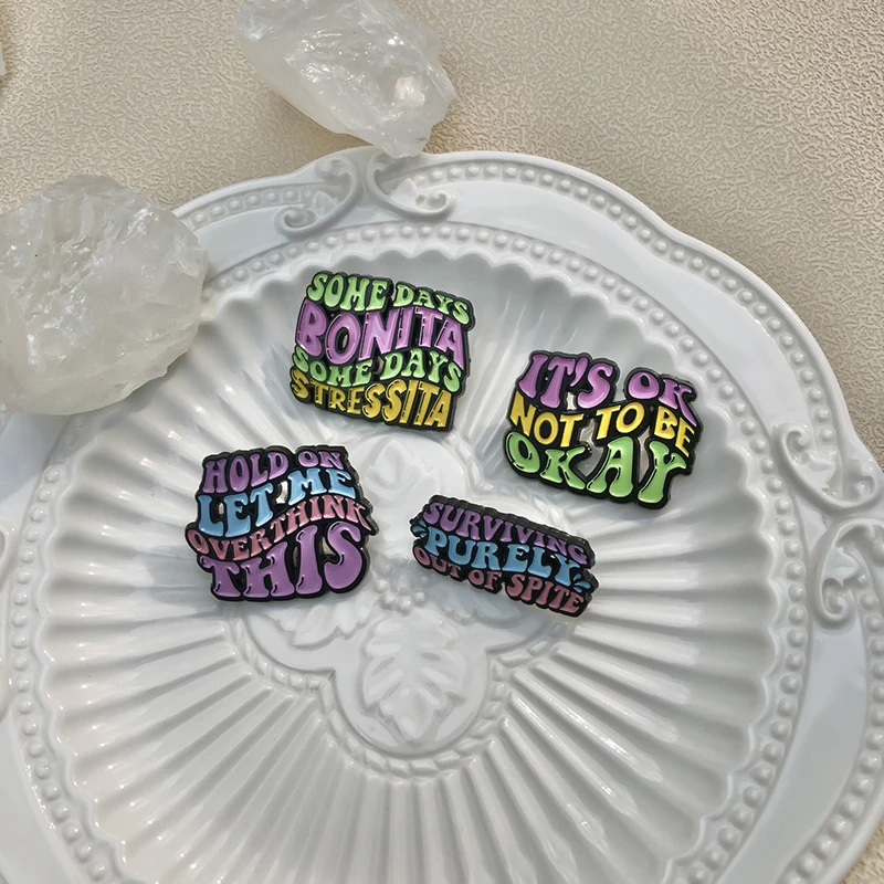 Colorful Quotes Saying Enamel Pins Brooches Lapel Badges (4PCS/Set) - Image 2