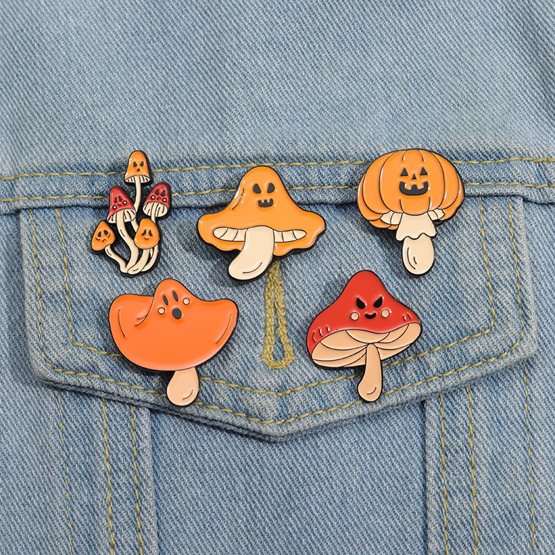 Halloween Evil Pumpkin Mushrooms Enamel Pins (5PCS/Set)