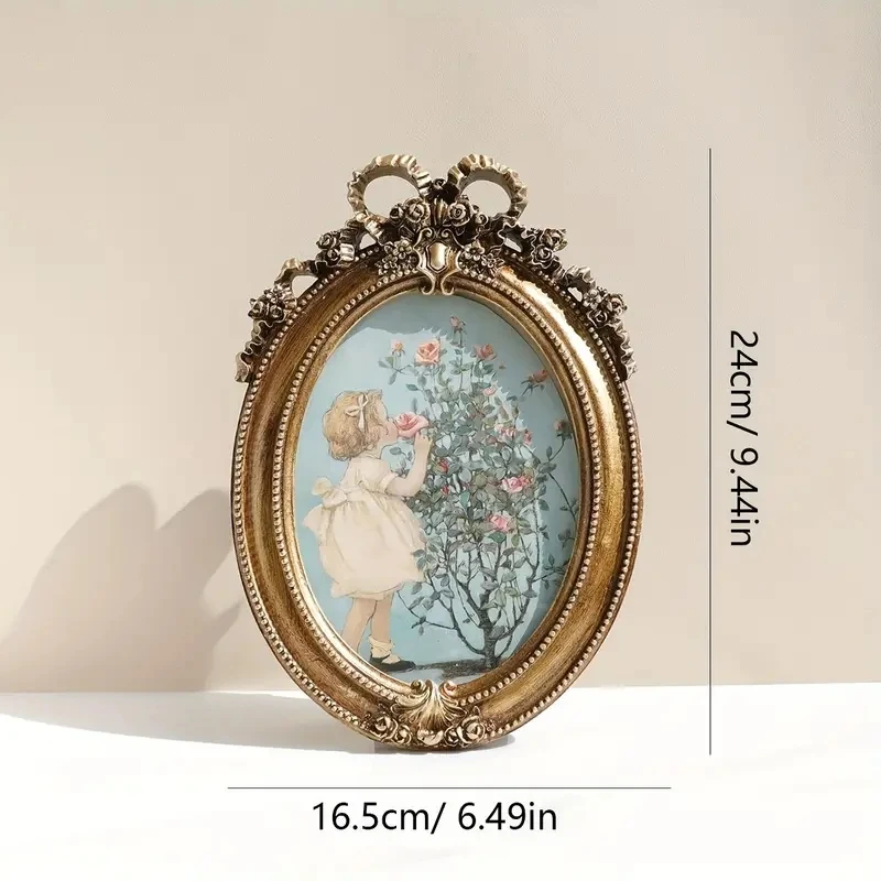 Rustic Vintage Bow Oval Resin Photo Frame - Image 5