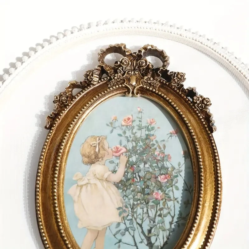 Rustic Vintage Bow Oval Resin Photo Frame - Image 4