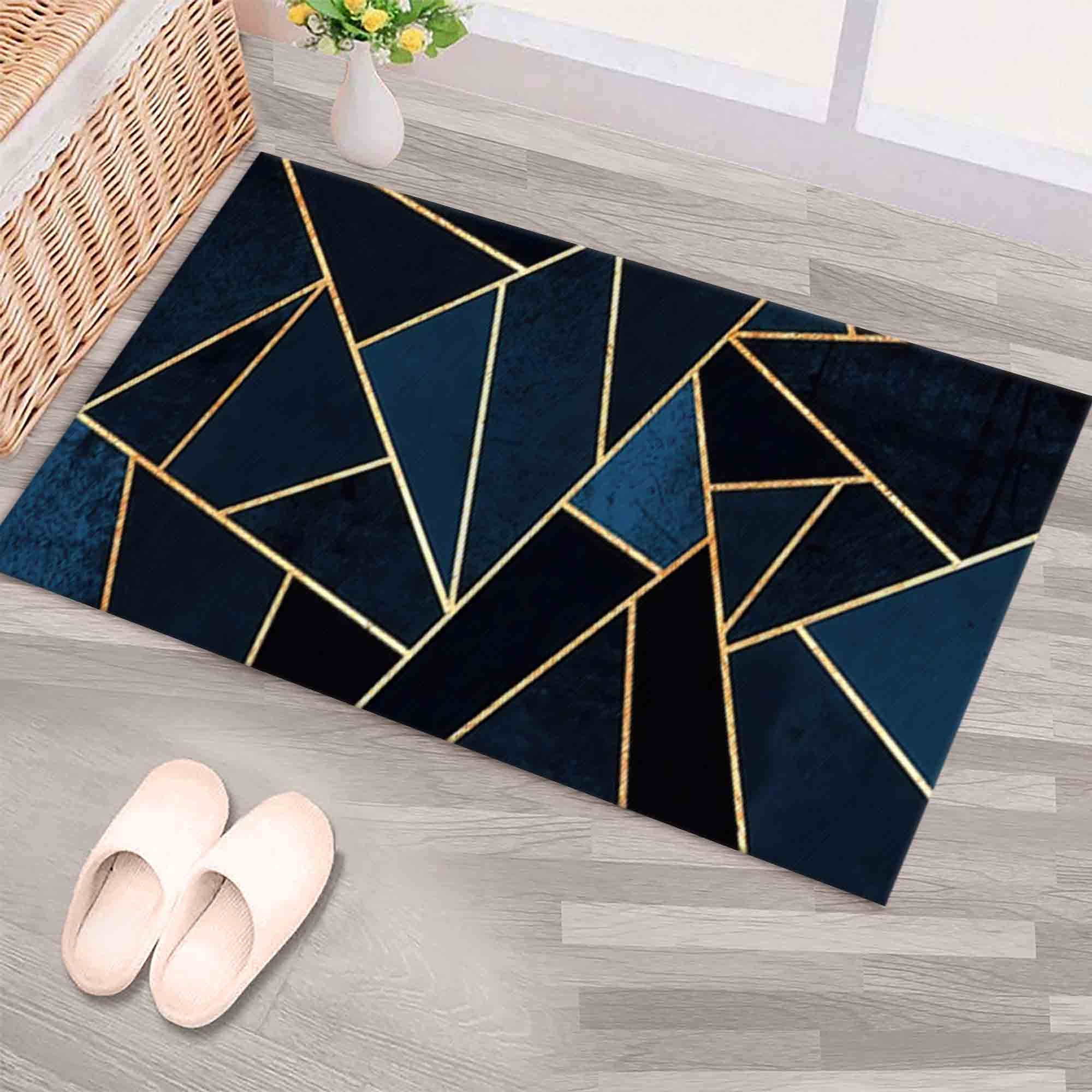 Golden Rug, Navy Blue Rug, Geometric Rug Modern Rug - Image 5