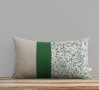 Liberty Print Pillow Cover, Green Fall Leaves