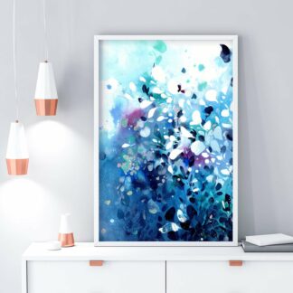 Water And Earth, Abstract Blue Watercolor Painting Art