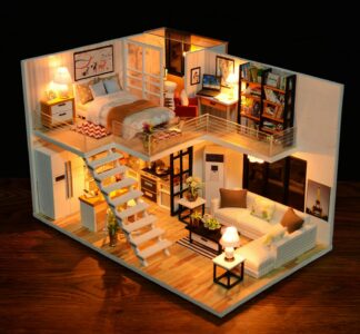 DIY Miniature Scenery Dollhouse Kit Lovely Small Loft Apartment Stutio Home